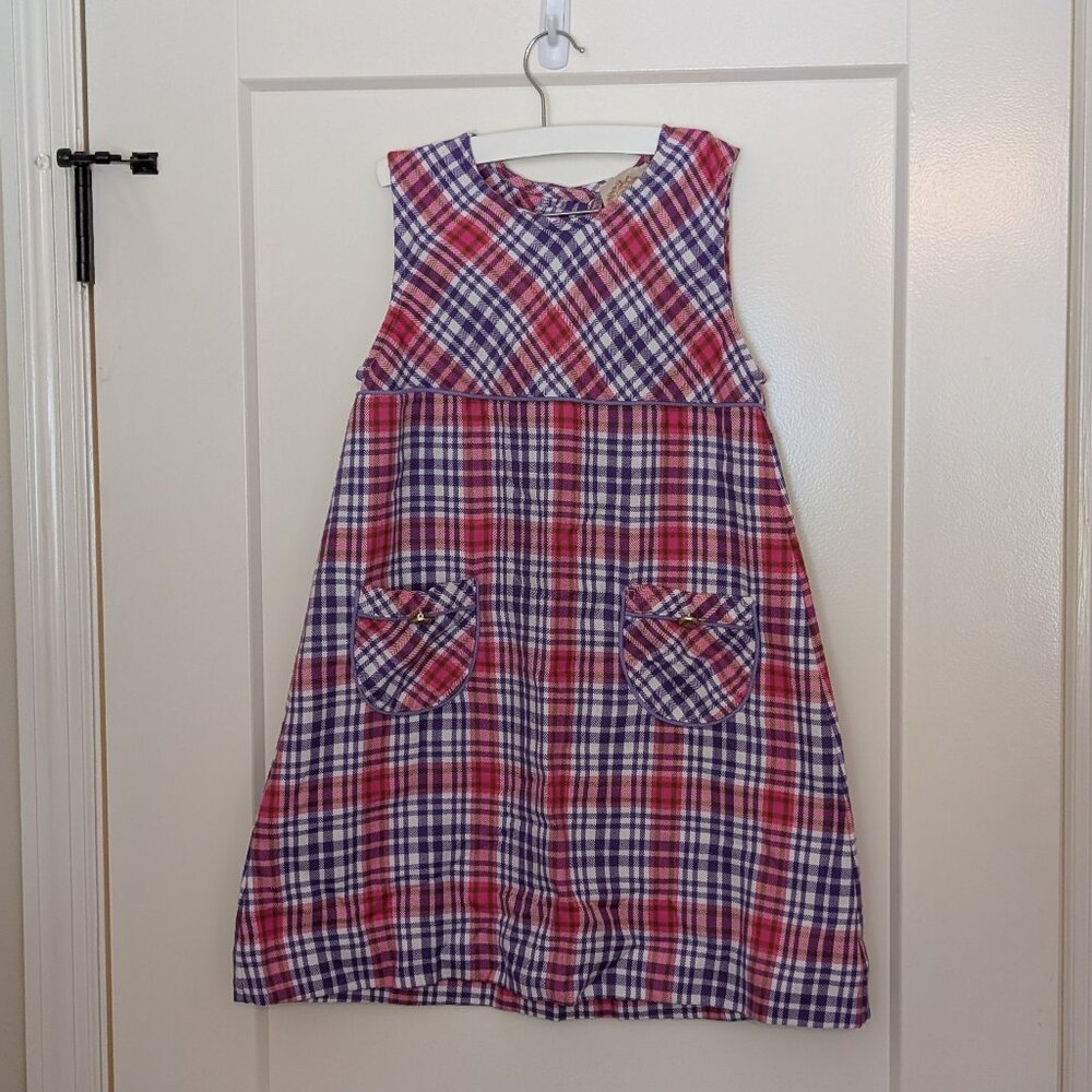 The Beaufort Bonnet Company Plaid Pink and Purple girl's dress - Size 10